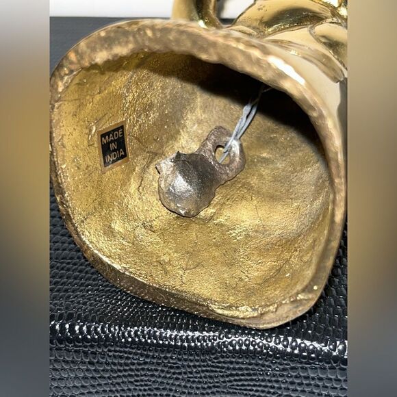 Vintage BRASS BELL Bedtime Sleepy Girl yawning pajamas teddy bear HEAVY 4" tall - Picture 7 of 12